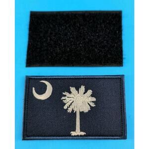 South Carolina State Flag Patch Subdued Black White Tactical Morale Hook Loop...